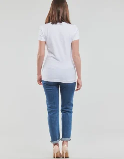 T-shirts & Polos^Guess - SS CN TRIANGLE FLOWERS TEE Blanc