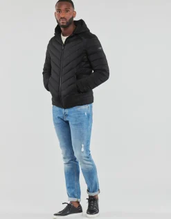 Manteaux^Guess - STRETCH HOODIE JACKET Noir