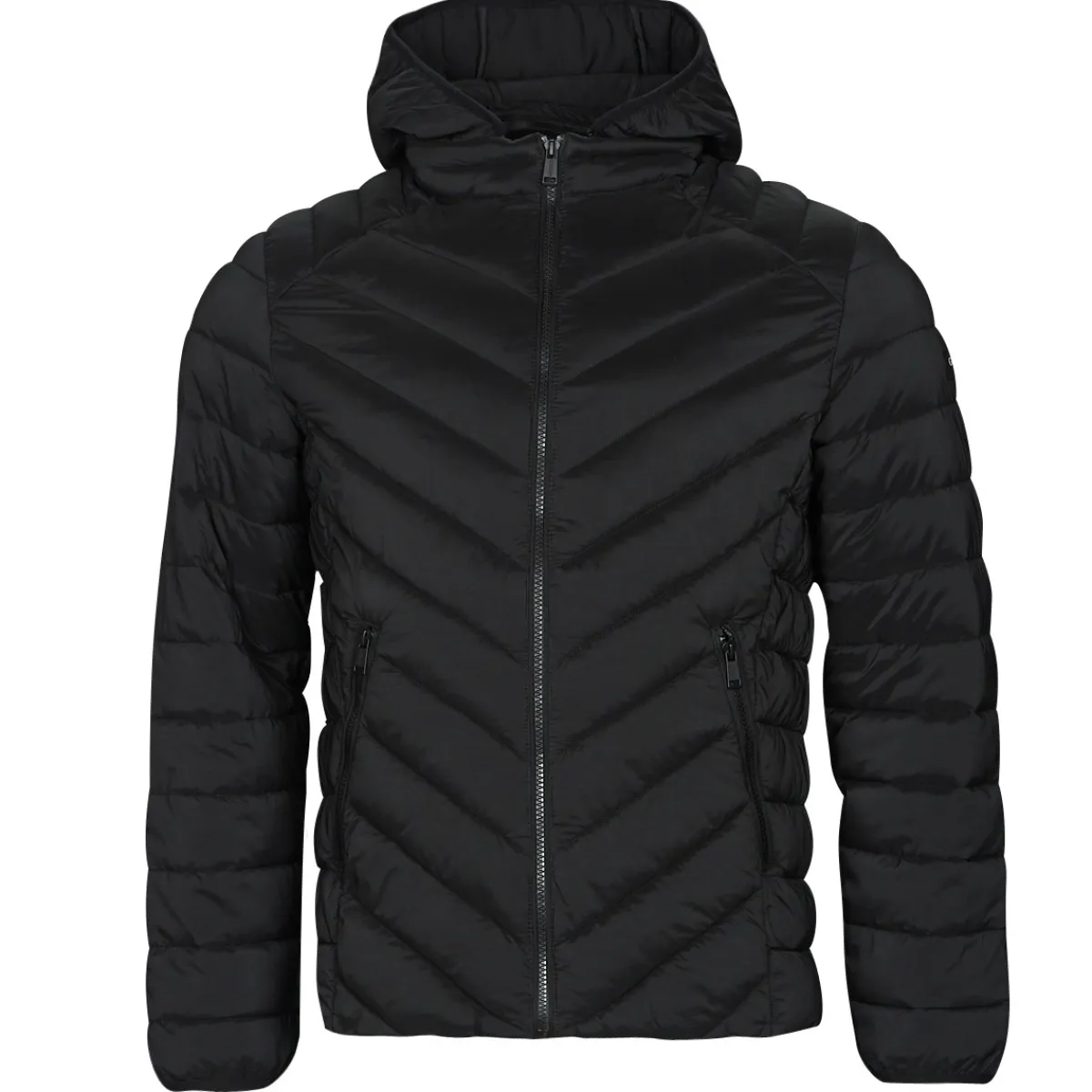 Manteaux^Guess - STRETCH HOODIE JACKET Noir