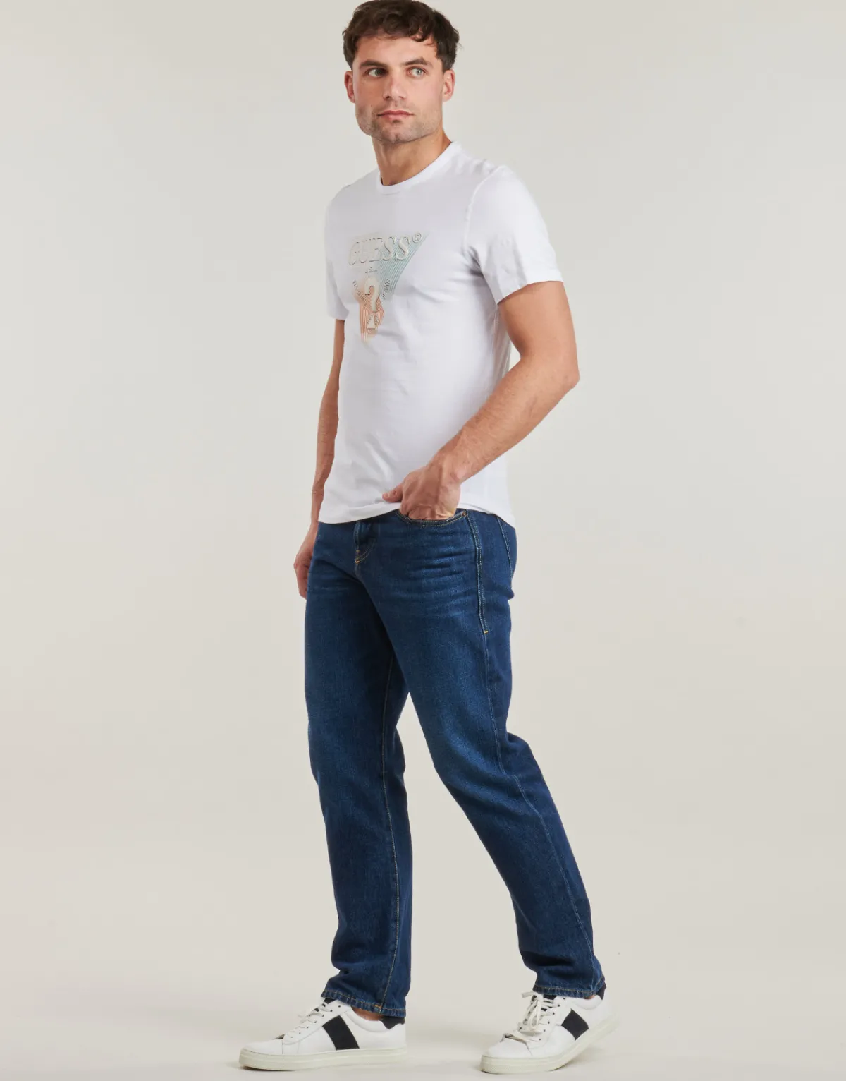 T-shirts & Polos^Guess - TRIANGLE TEE Blanc