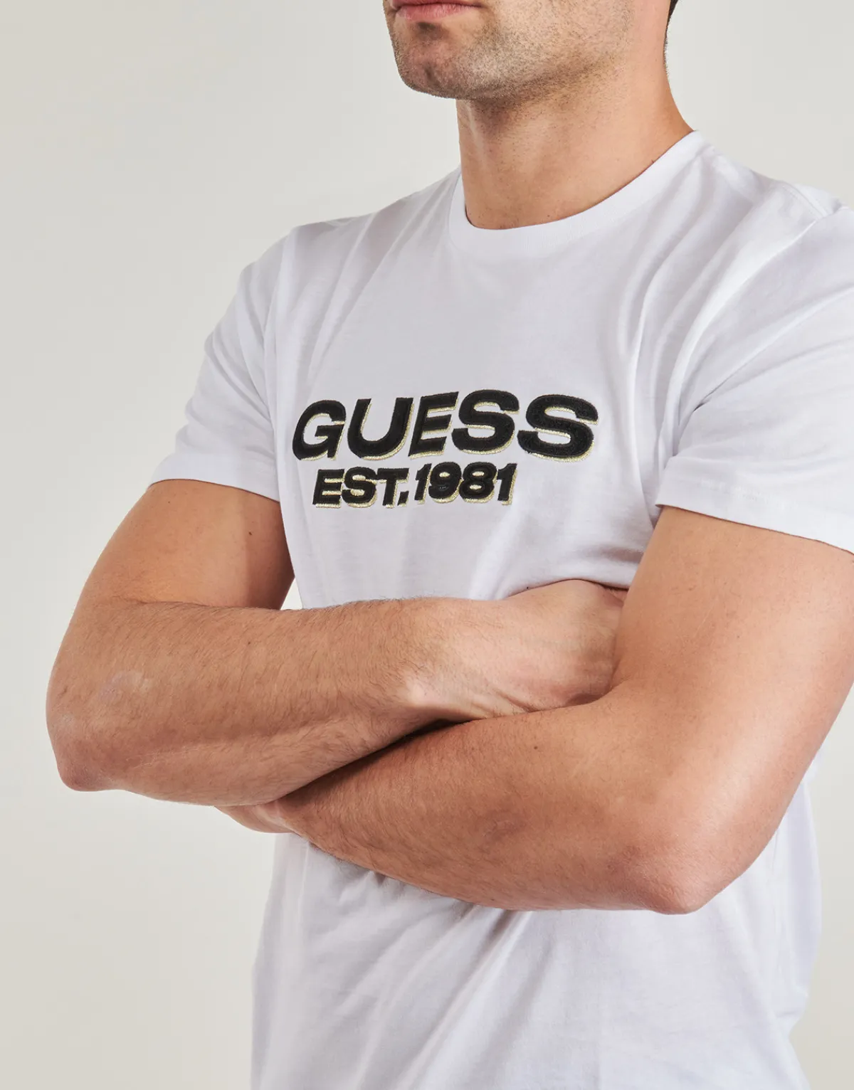 T-shirts & Polos^Guess - VELVET LOGO Blanc