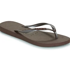 Tongs^Havaianas - SLIM LOGO METALLIC Marron