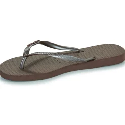 Tongs^Havaianas - SLIM LOGO METALLIC Marron