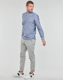 Chemises^Jack & Jones - JPRBLASUMMER HALF PLACKET SHIRT L/S Bleu