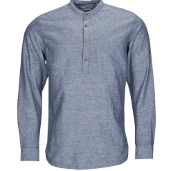 Chemises^Jack & Jones - JPRBLASUMMER HALF PLACKET SHIRT L/S Bleu
