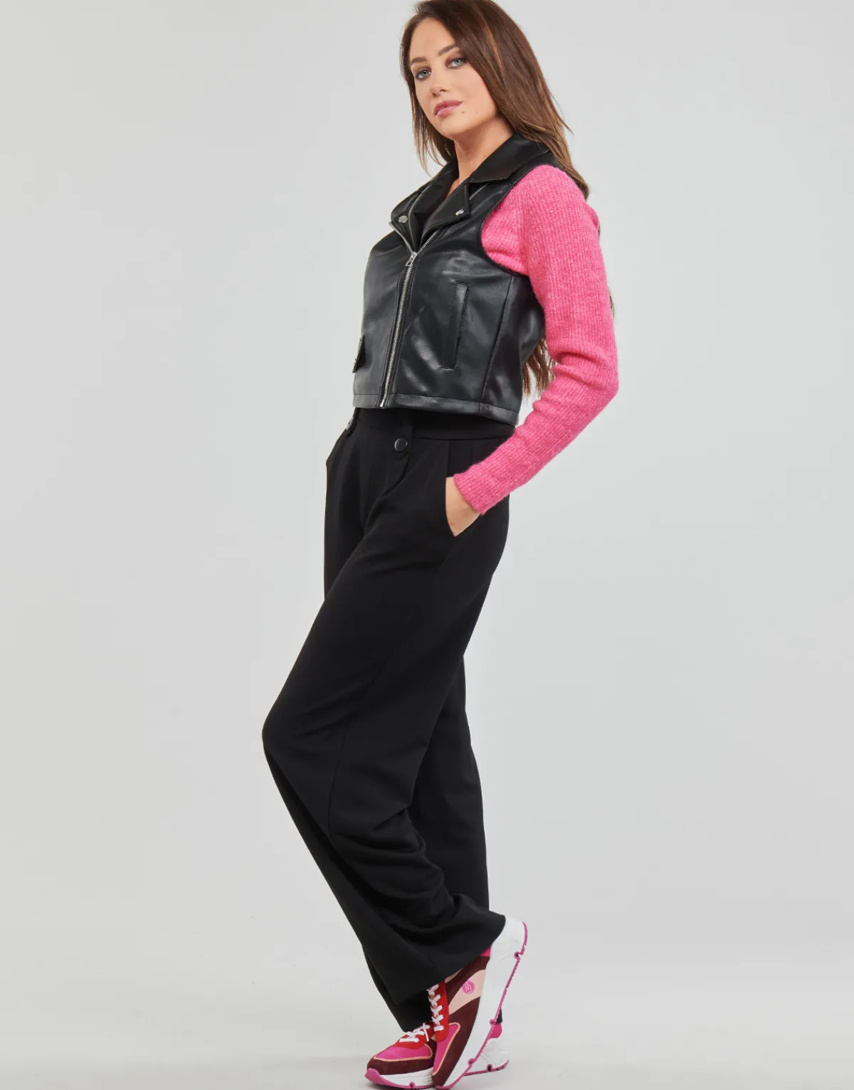 Vestes^JDY - NEWETTA FAUX LEATHER WAISTC. OTW SIE Noir