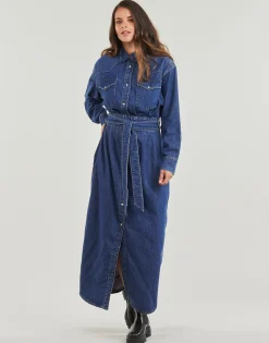 Robes^Lee - BELTED WESTERN DRESS Bleu