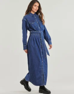 Robes^Lee - BELTED WESTERN DRESS Bleu