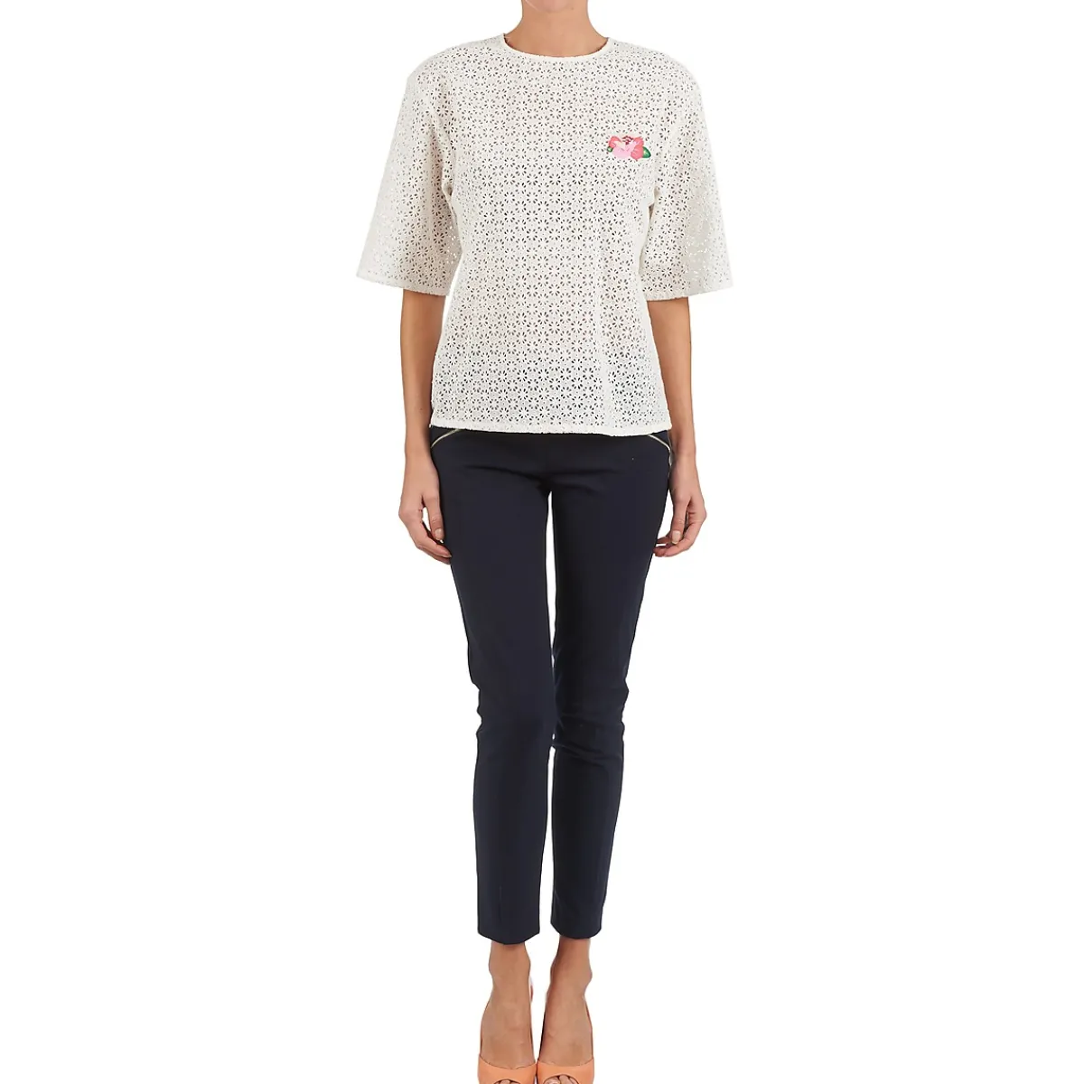 Tops / Blouses^Manoush - FLOWER BADGE Blanc