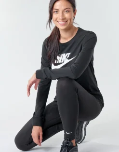 T-shirts & Polos^Nike - W NSW TEE ESSNTL LS ICON FTR Noir
