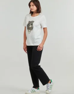 T-shirts & Polos^Only - ONLABELLA L/S GLITTER V-NECK CS KNT Blanc