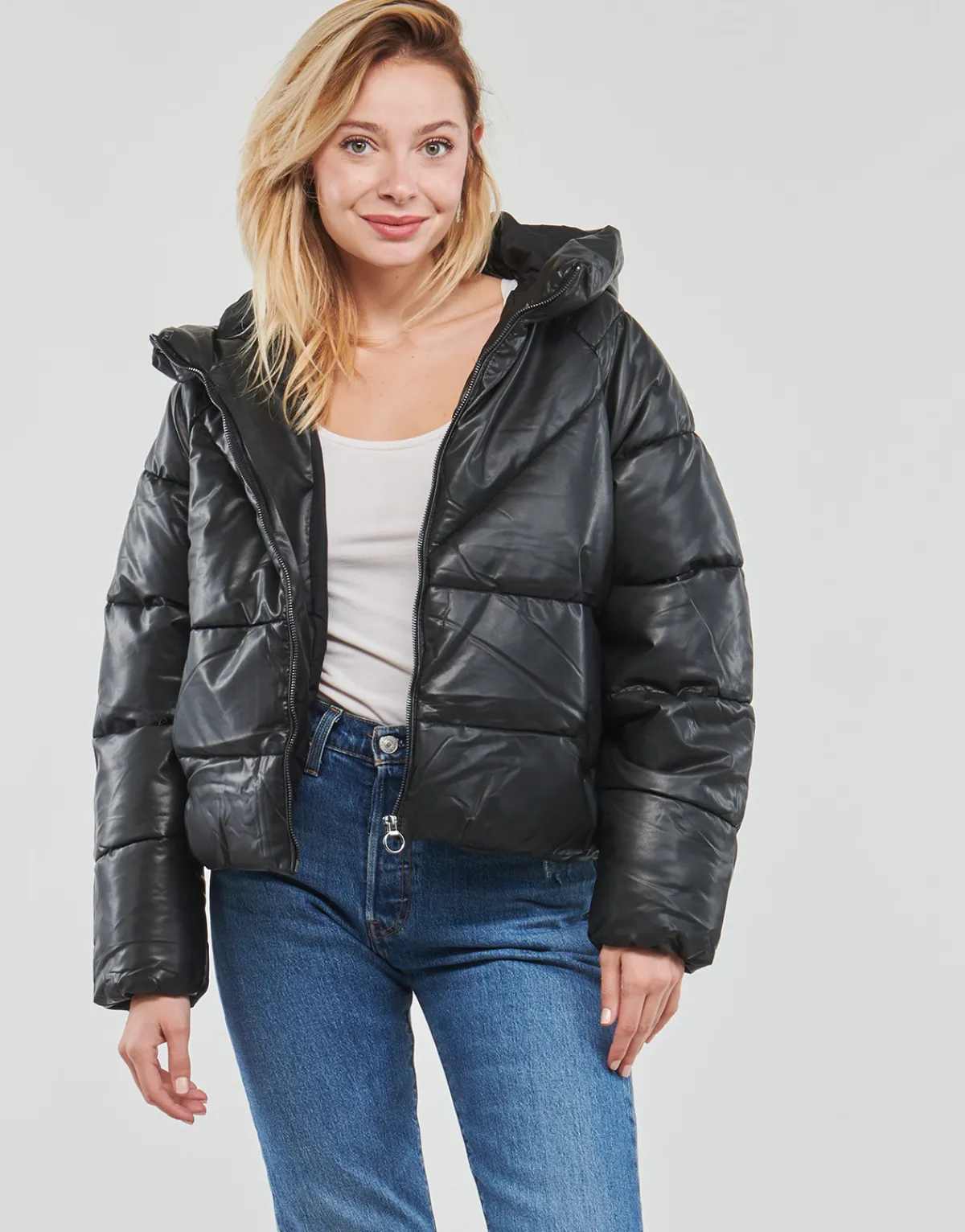 Manteaux^Only - ONLANJA FAUX LEATHER PUFFER CC OTW Noir
