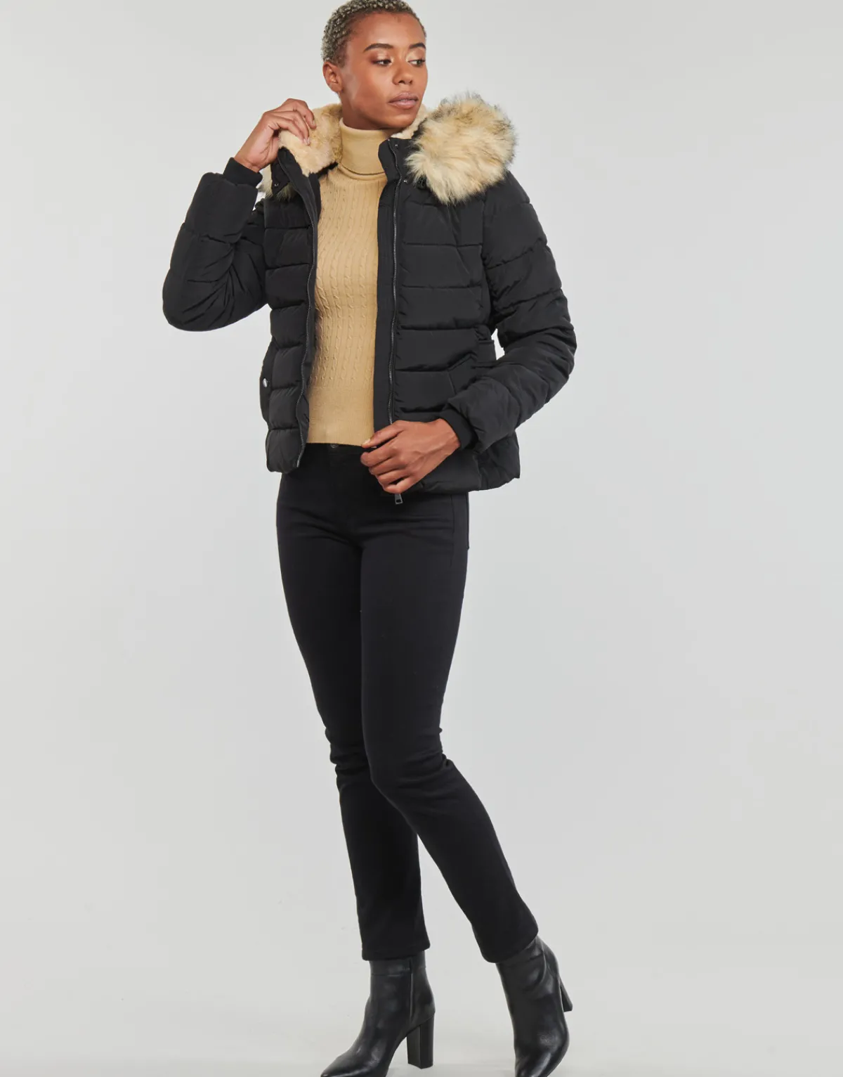 Manteaux^Only - ONLNEWCAMILLA FUR HOOD JACKET CC OTW Noir
