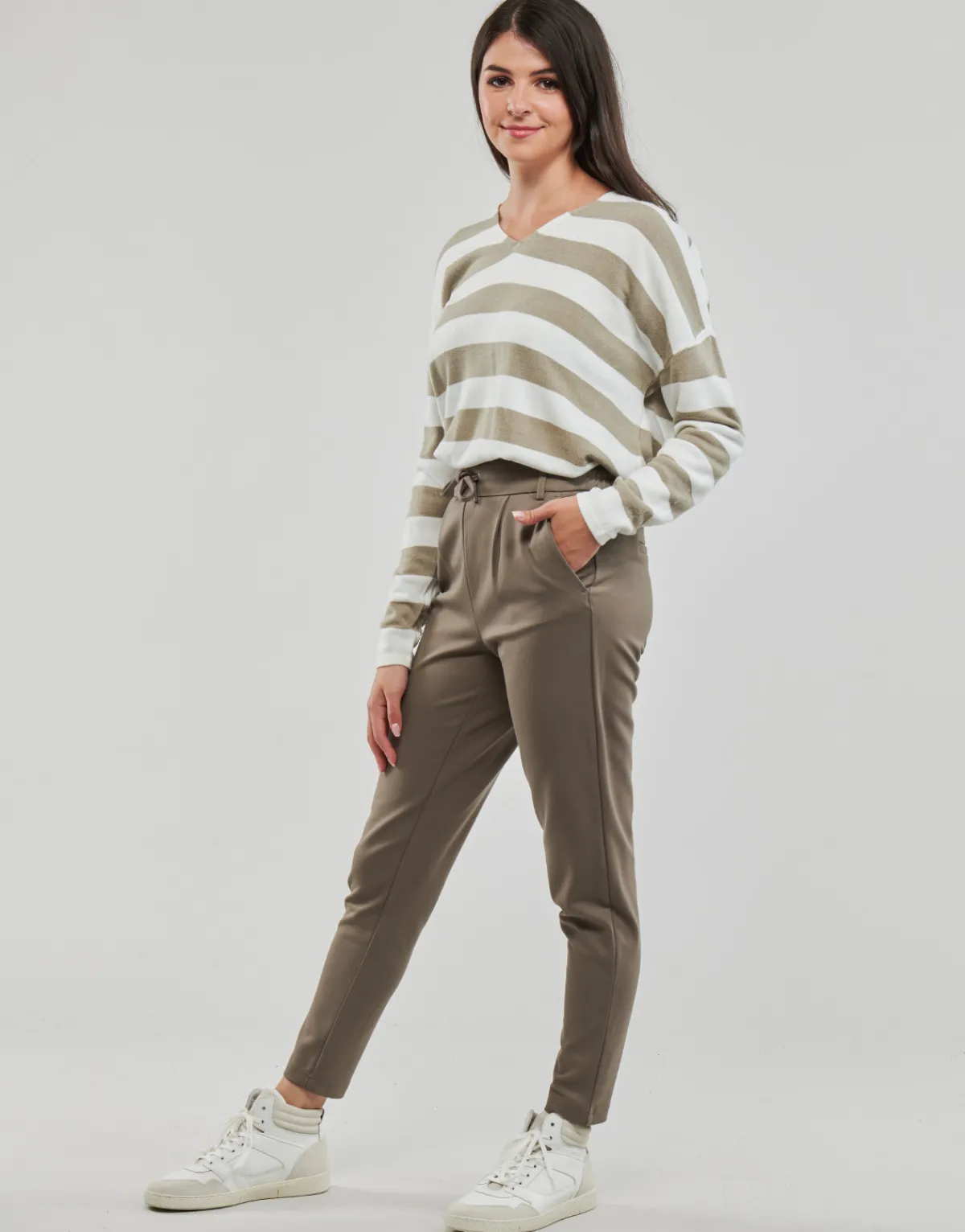 Pantalons^Only - ONLPOPTRASH LIFE EASY COL PANT PNT Marron