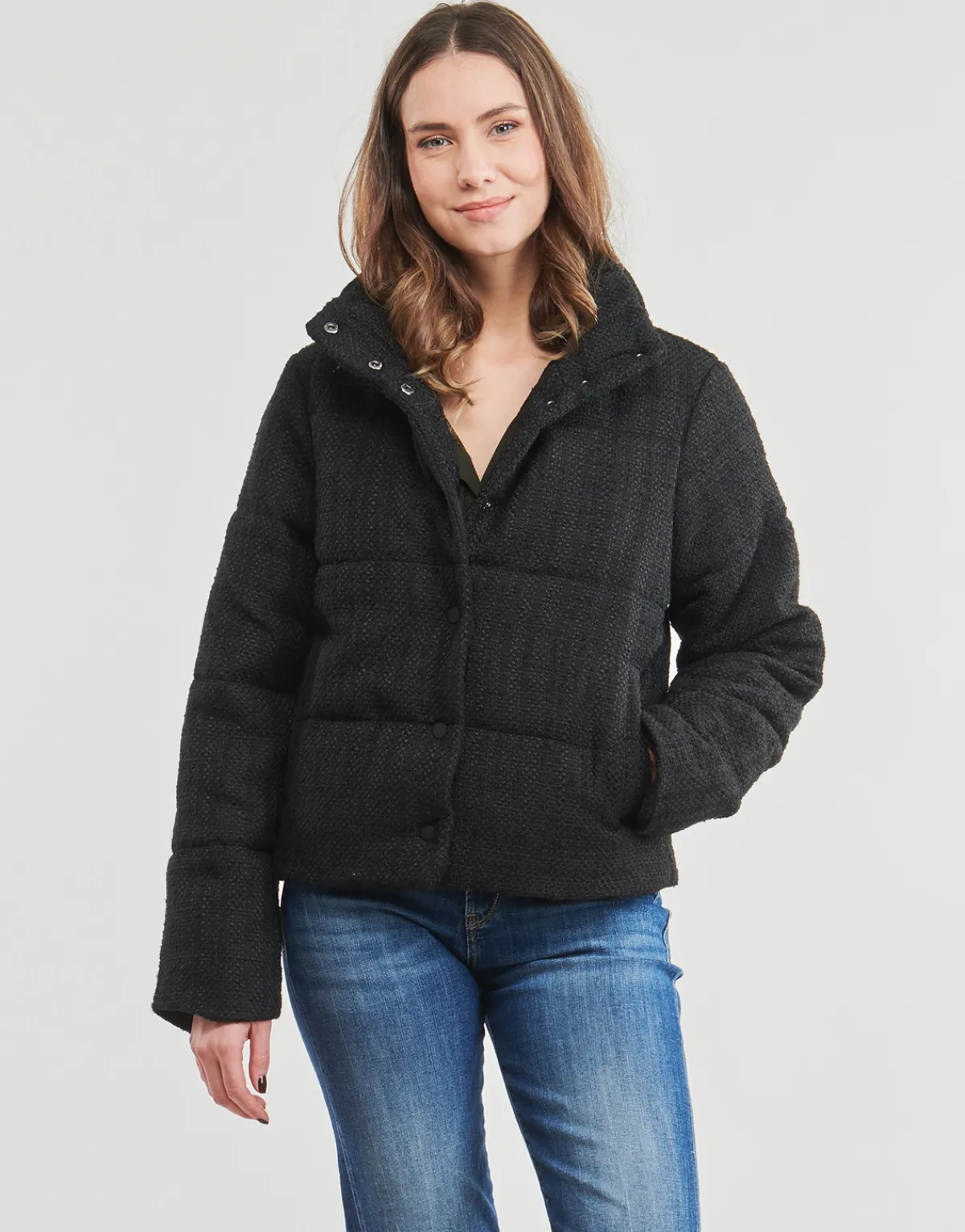 Manteaux^Only - ONLWIKI BOUCLE MIX PUFFER JACKET OTW Noir