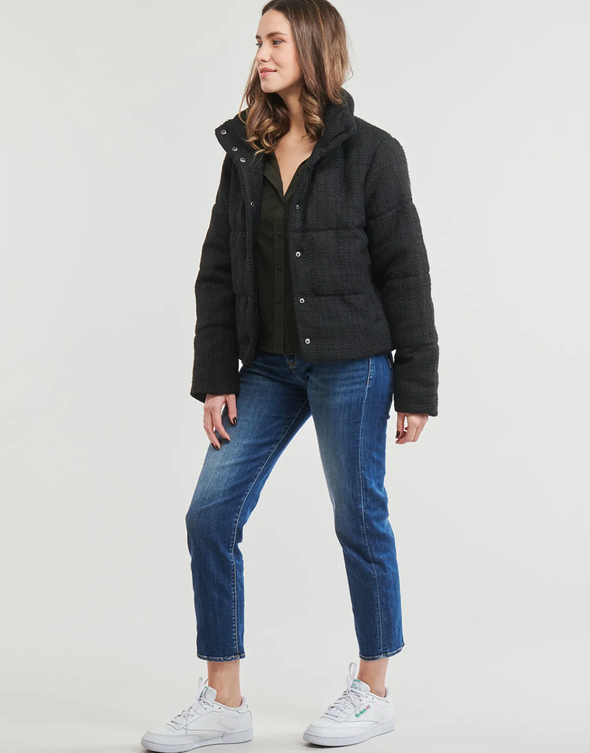 Manteaux^Only - ONLWIKI BOUCLE MIX PUFFER JACKET OTW Noir