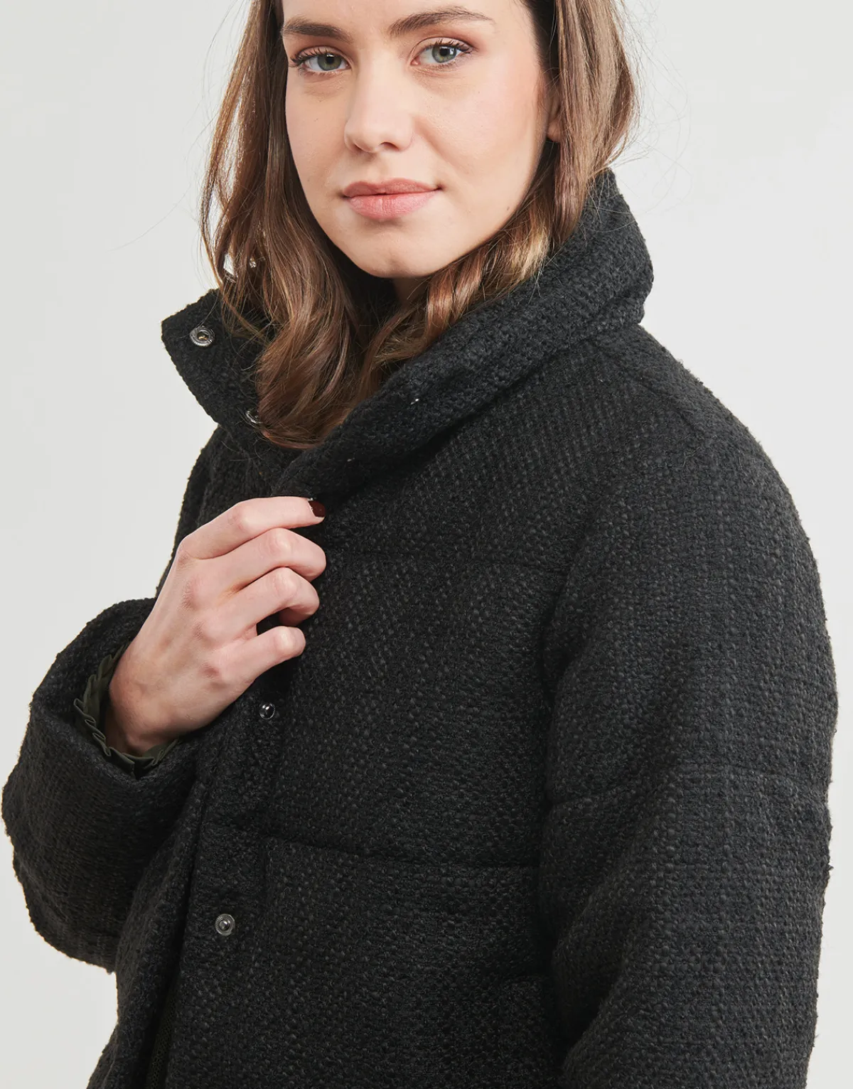 Manteaux^Only - ONLWIKI BOUCLE MIX PUFFER JACKET OTW Noir