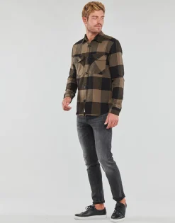 Chemises^Only & Sons  - ONSMILO LS CHECK OVERSHIRT Marron