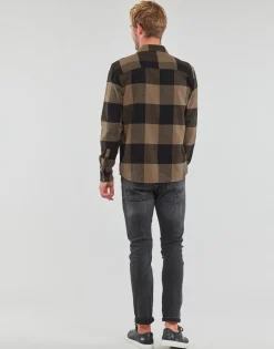 Chemises^Only & Sons  - ONSMILO LS CHECK OVERSHIRT Marron