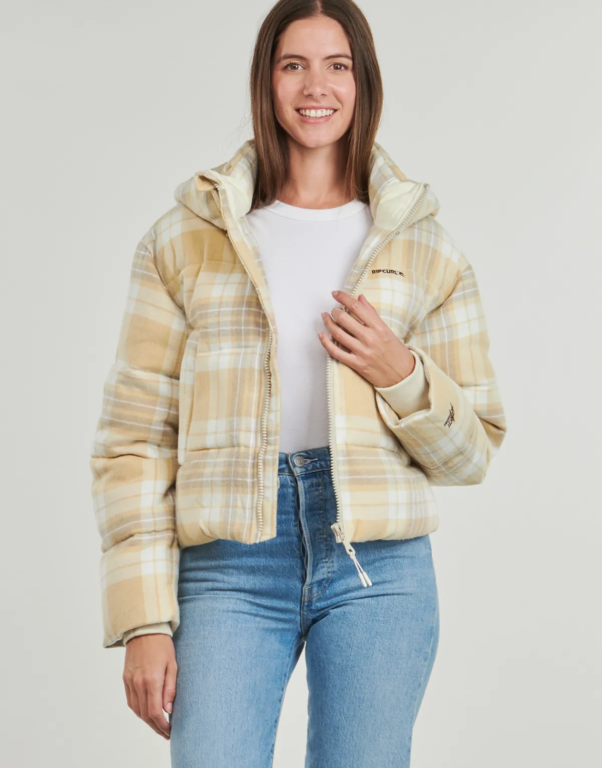 Manteaux^Rip Curl - ANTI-SERIES SURF CHECK PUFFER Beige