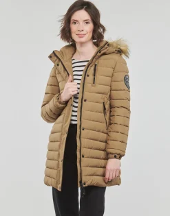 Manteaux^Superdry - FUJI HOODED MID LENGTH PUFFER Marron