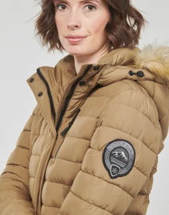 Manteaux^Superdry - FUJI HOODED MID LENGTH PUFFER Marron