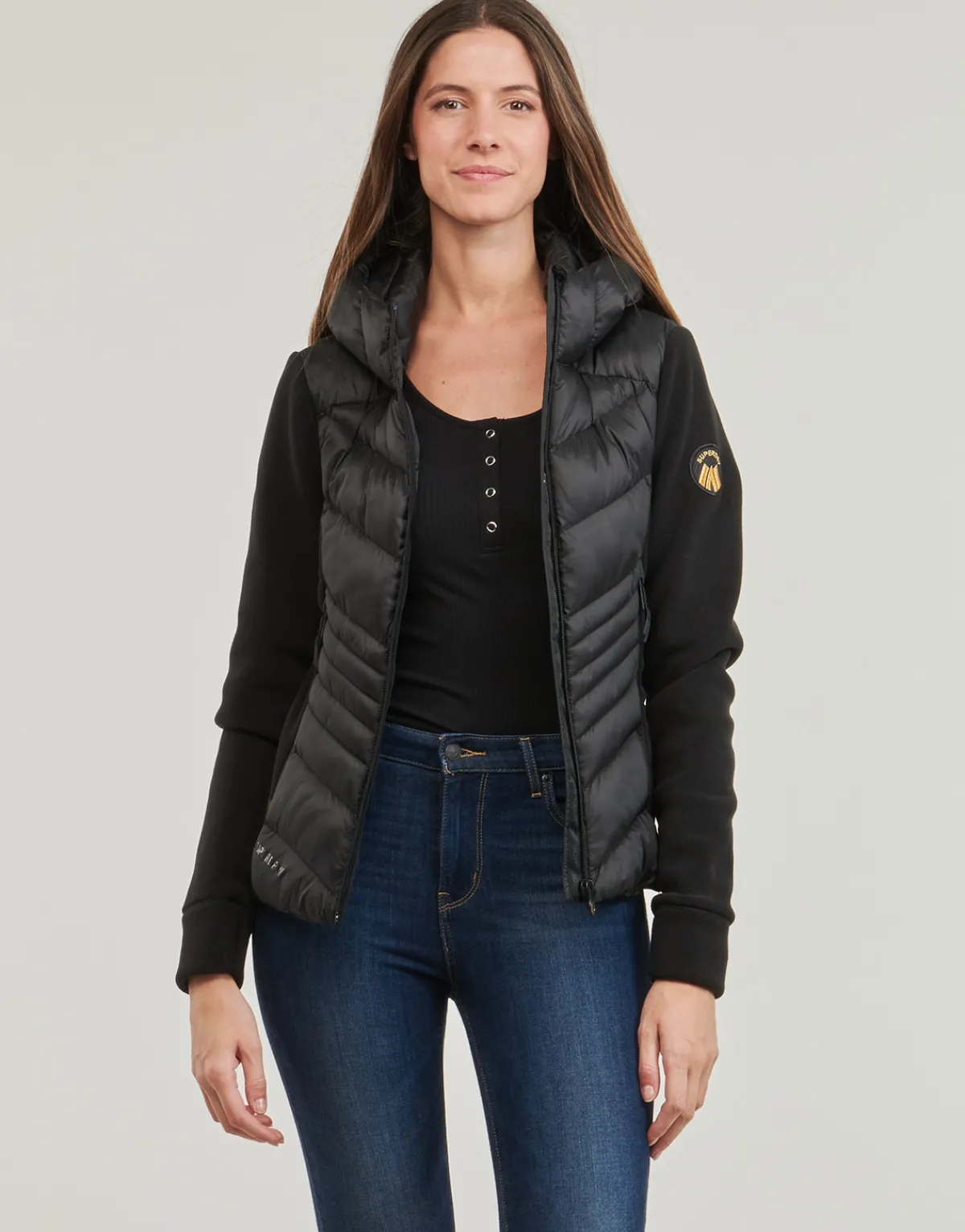 Vestes^Superdry - HOODEED STORM FLEECE JACKET Noir
