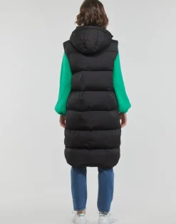 Manteaux^Superdry - LONGLINE HOODED PUFFER GILET Noir