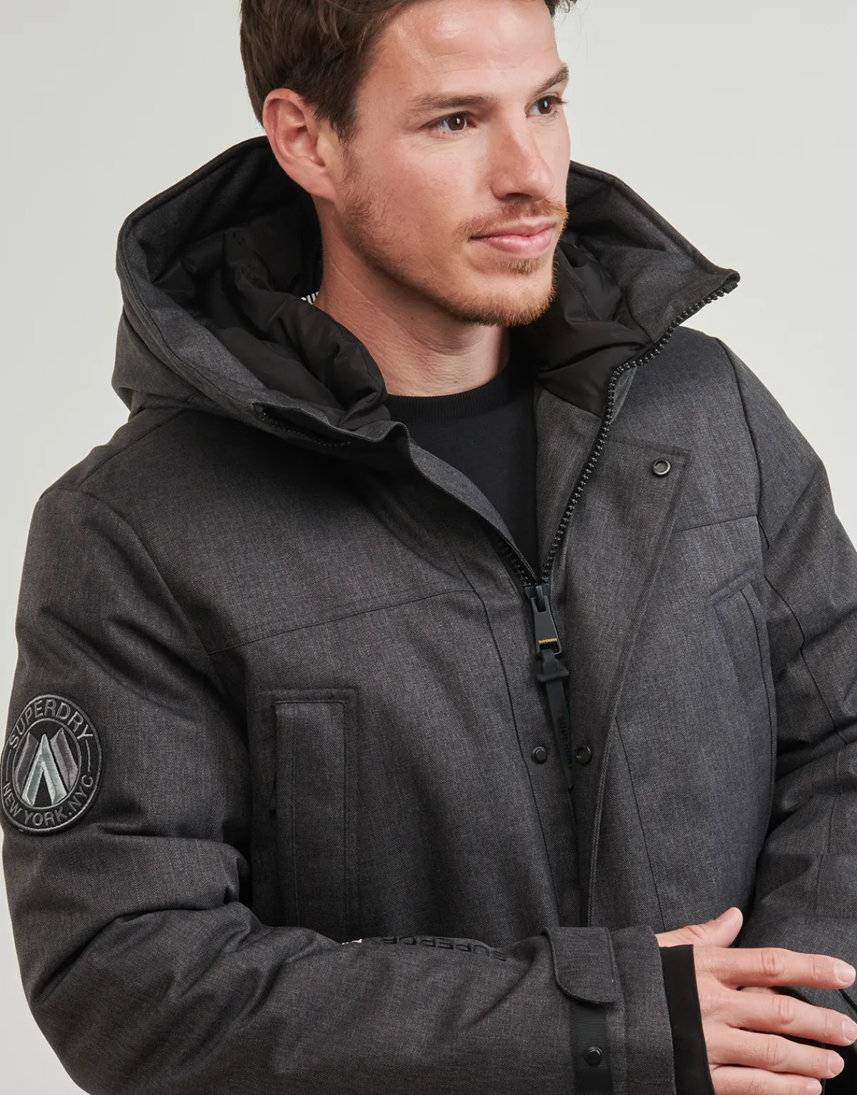 Manteaux^Superdry - PARKA CITY TWEED Grisfoncé