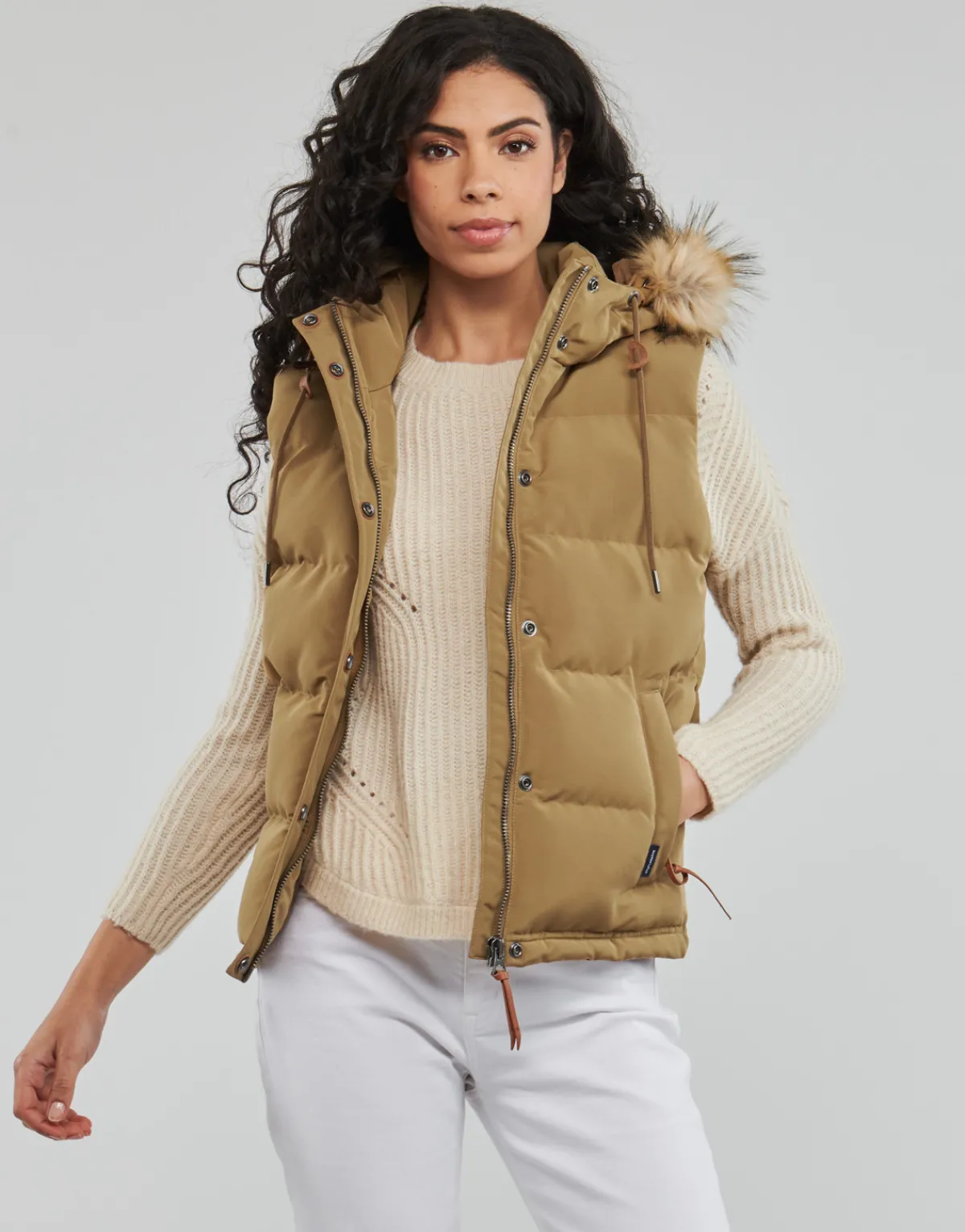 Manteaux^Superdry - VINTAGE EVEREST FAUX FUR GILET Sandstone