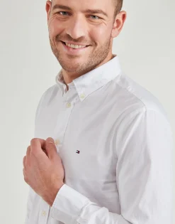 Chemises^Tommy Hilfiger - CORE FLEX POPLIN SOLID RF SHIRT Blanc