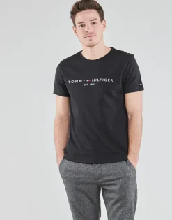 T-shirts & Polos^Tommy Hilfiger - CORE TOMMY LOGO Noir