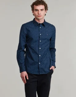 Chemises^Tommy Hilfiger - FLEX POPLIN AOP SF SHIRT Marine