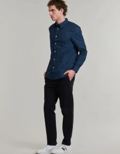 Chemises^Tommy Hilfiger - FLEX POPLIN AOP SF SHIRT Marine
