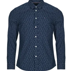 Chemises^Tommy Hilfiger - FLEX POPLIN AOP SF SHIRT Marine