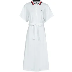 Robes^Tommy Hilfiger - GBL STP FLARE MIDI POLO DRESS SS Blanc