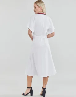 Robes^Tommy Hilfiger - GBL STP FLARE MIDI POLO DRESS SS Blanc