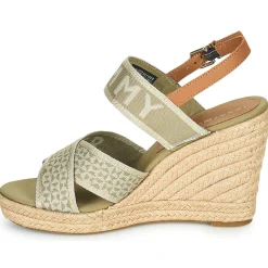 Sandales Et Nu-pieds^Tommy Hilfiger - TOMMY WEBBING HIGH WEDGE SANDAL Kaki