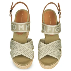 Sandales Et Nu-pieds^Tommy Hilfiger - TOMMY WEBBING HIGH WEDGE SANDAL Kaki