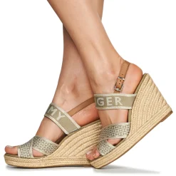 Sandales Et Nu-pieds^Tommy Hilfiger - TOMMY WEBBING HIGH WEDGE SANDAL Kaki