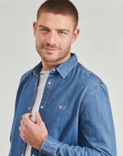 Chemises^Tommy Jeans - RGLR FIT SHIRT MID BLUE Bleu