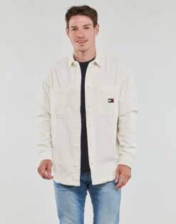 Chemises^Tommy Jeans - TJM CASUAL CORDUROY OVERSHIRT Blanc