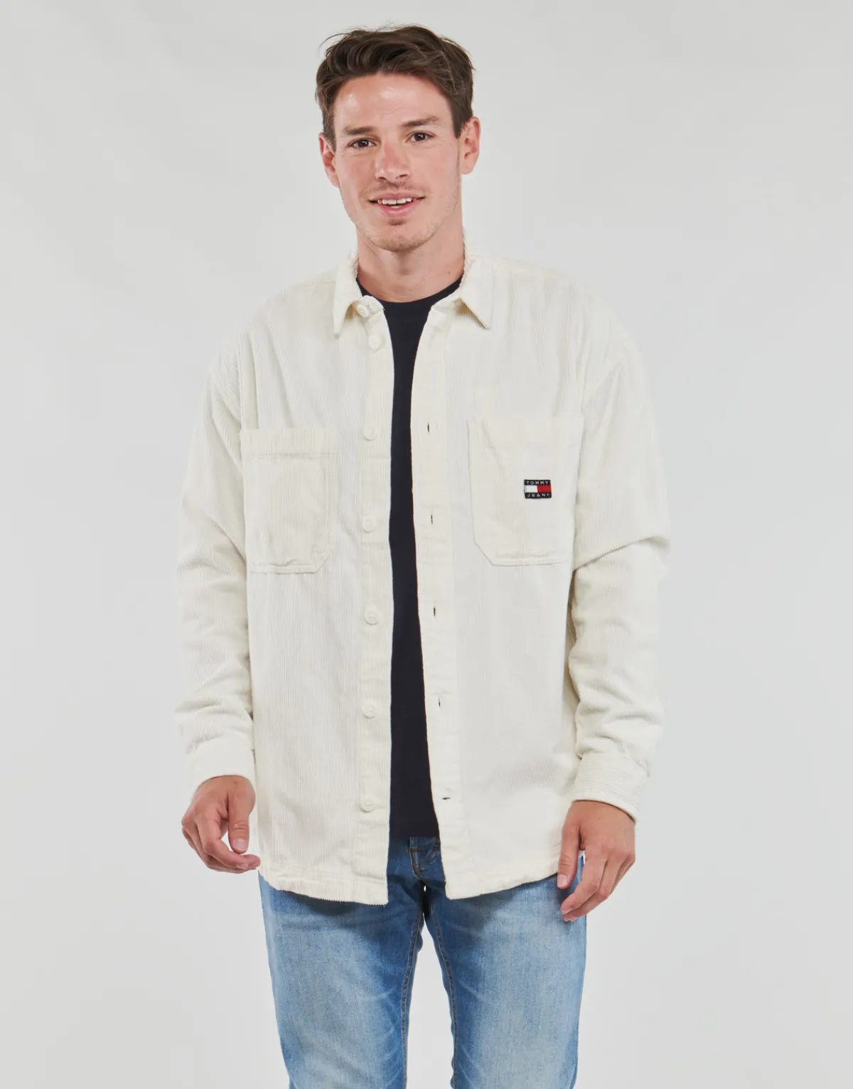 Chemises^Tommy Jeans - TJM CASUAL CORDUROY OVERSHIRT Blanc