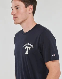 T-shirts & Polos^Tommy Jeans - TJM REG CURVED LETTERMAN TEE Marine