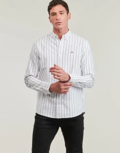 Chemises^Tommy Jeans - TJM REG OXFORD STRIPE SHIRT Blanc