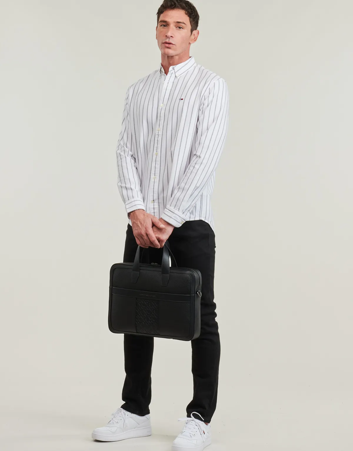 Chemises^Tommy Jeans - TJM REG OXFORD STRIPE SHIRT Blanc