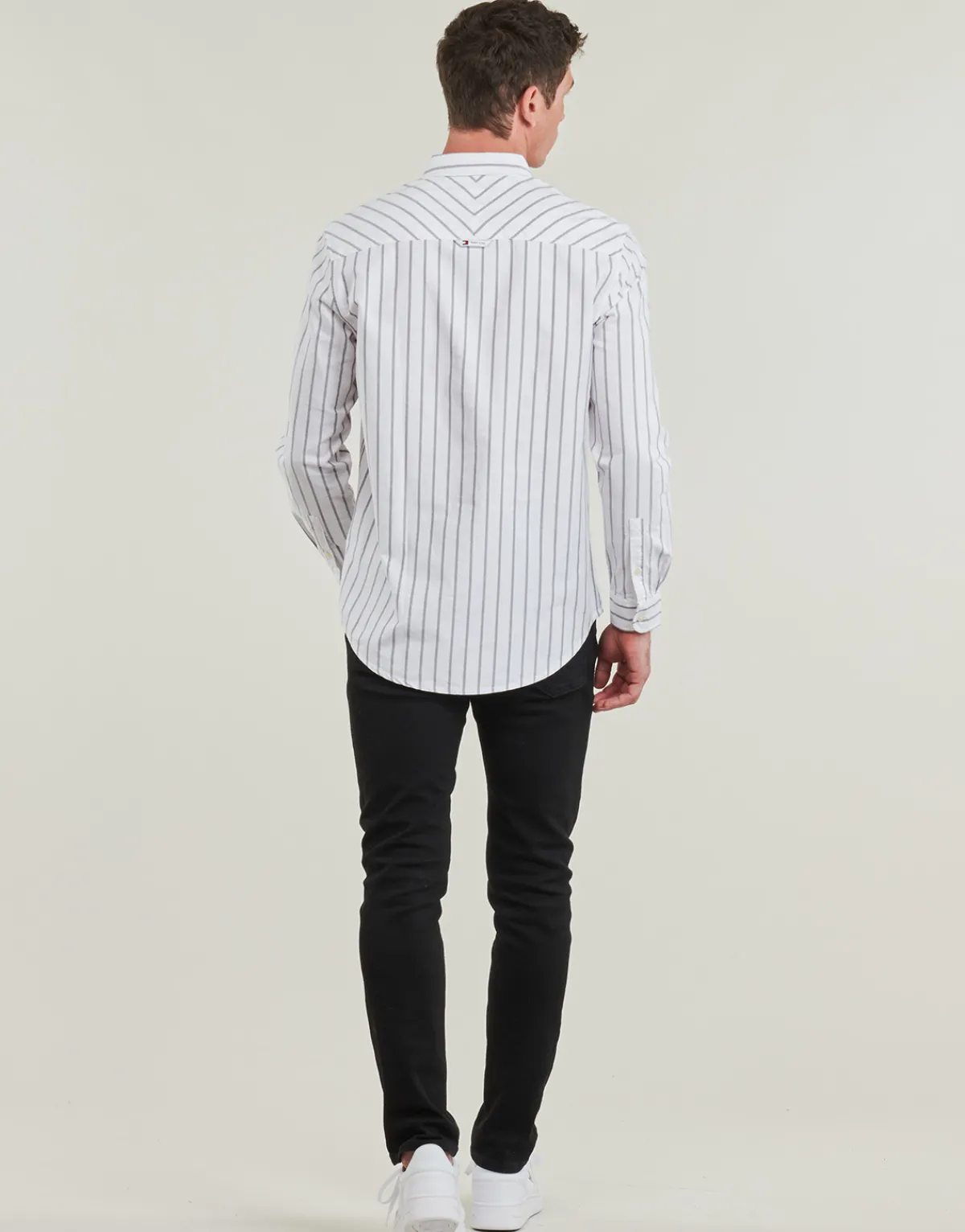 Chemises^Tommy Jeans - TJM REG OXFORD STRIPE SHIRT Blanc