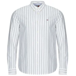 Chemises^Tommy Jeans - TJM REG OXFORD STRIPE SHIRT Blanc