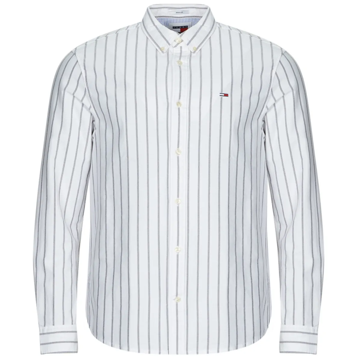 Chemises^Tommy Jeans - TJM REG OXFORD STRIPE SHIRT Blanc