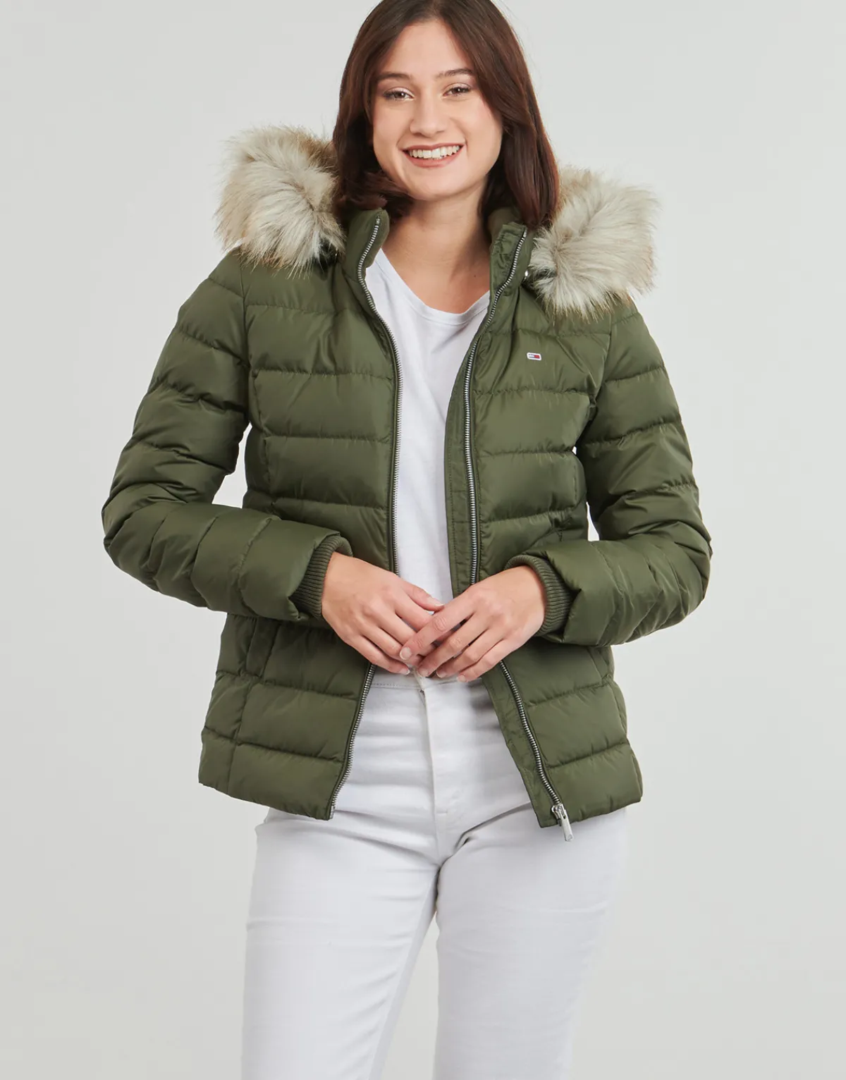 Manteaux^Tommy Jeans - TJW BASIC HOODED DOWN JACKET EXT Kaki